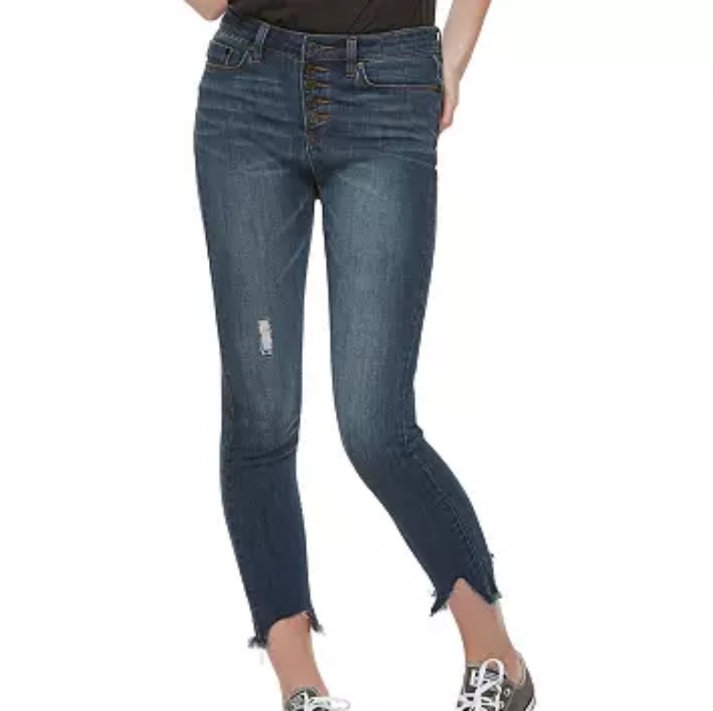 Indigo Rein Blue Distressed Skinny Ankle Jeans Size 15